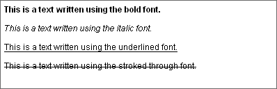 Use of Bold, Italic,Underlines and Strike-through