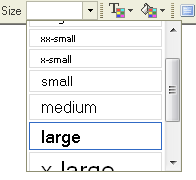 Text Size menu